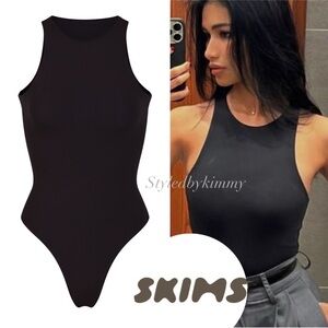 Skims Fits Everybody High Neck Bodysuit Onyx Size M Medium NEW NWT